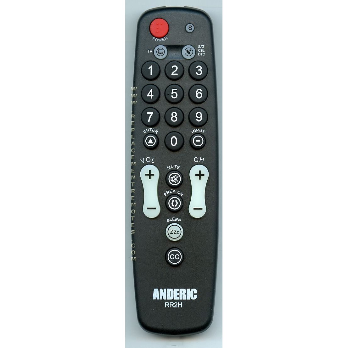 Anderic Big Button Easy Jumbo TV and Cable 2-Device Universal Remote Control