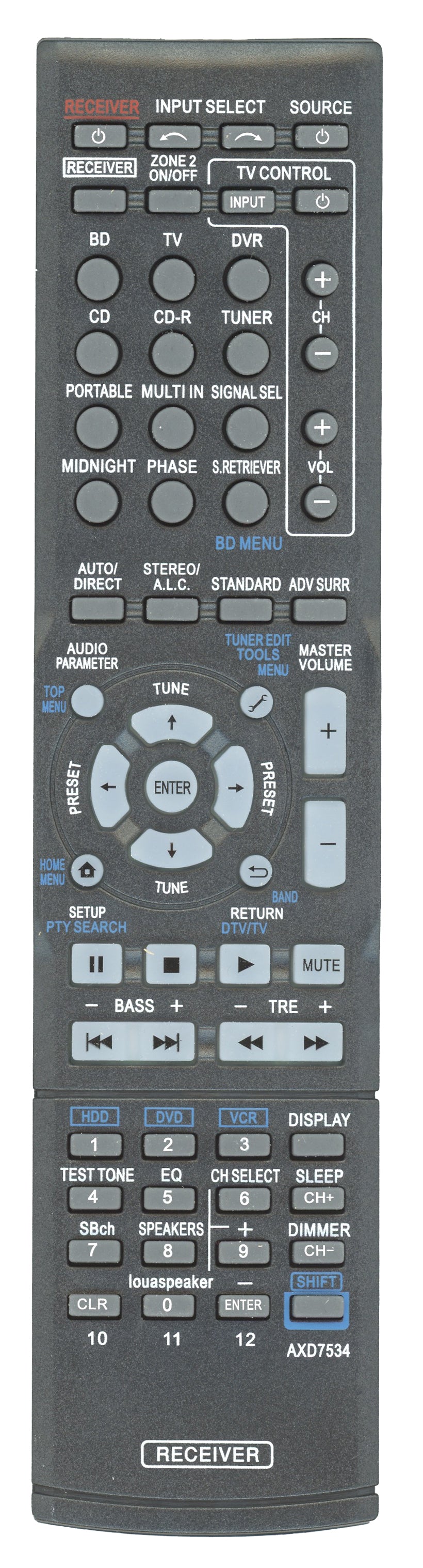 Generic AXD7534 For Pioneer Receiver Remote Control