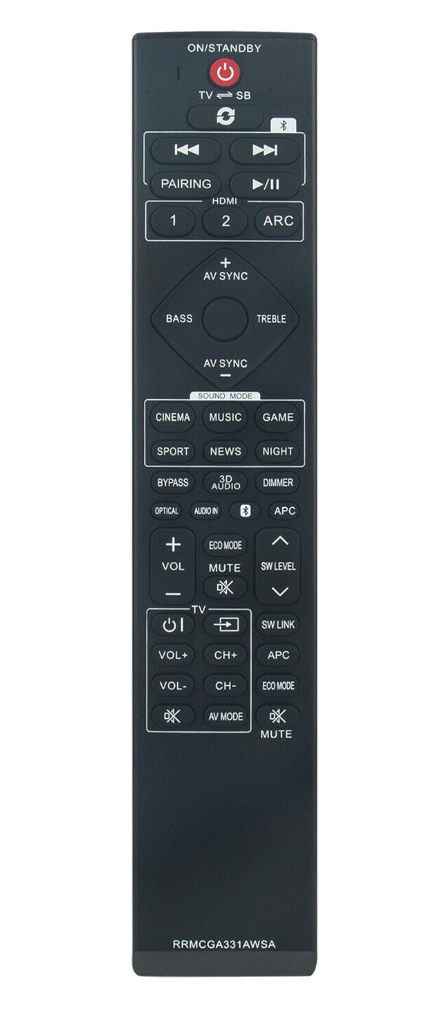 Generic RRMCGA331AWSA for Sharp Sound Bar Remote Control