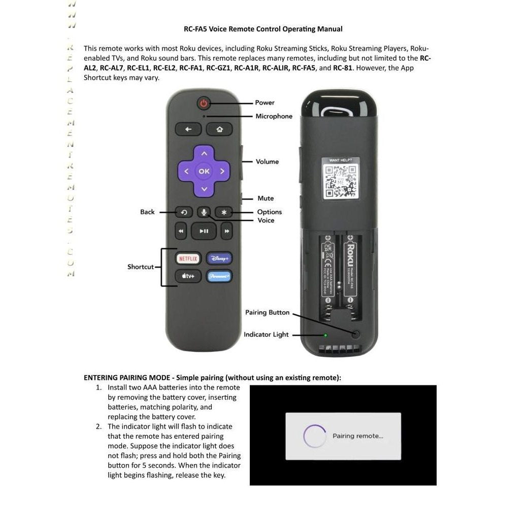 Anderic RC-FA5 Universal for All Roku Streaming Stick Roku StreamBar and Roku TV with Voice Streaming Remote Control