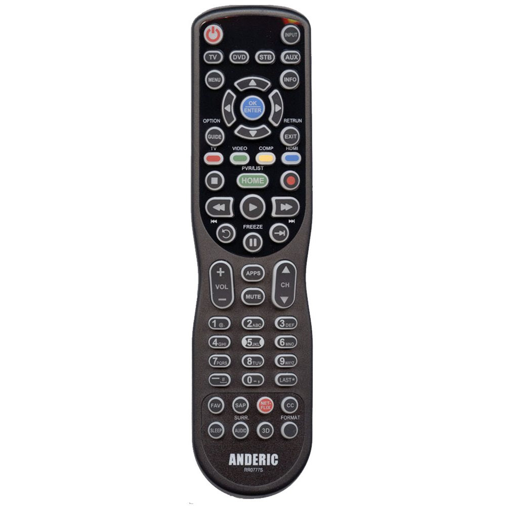 Anderic RR0777S Preprogrammed for Panasonic TVs with Learning and Backlight 4-Device Universal Remote Control