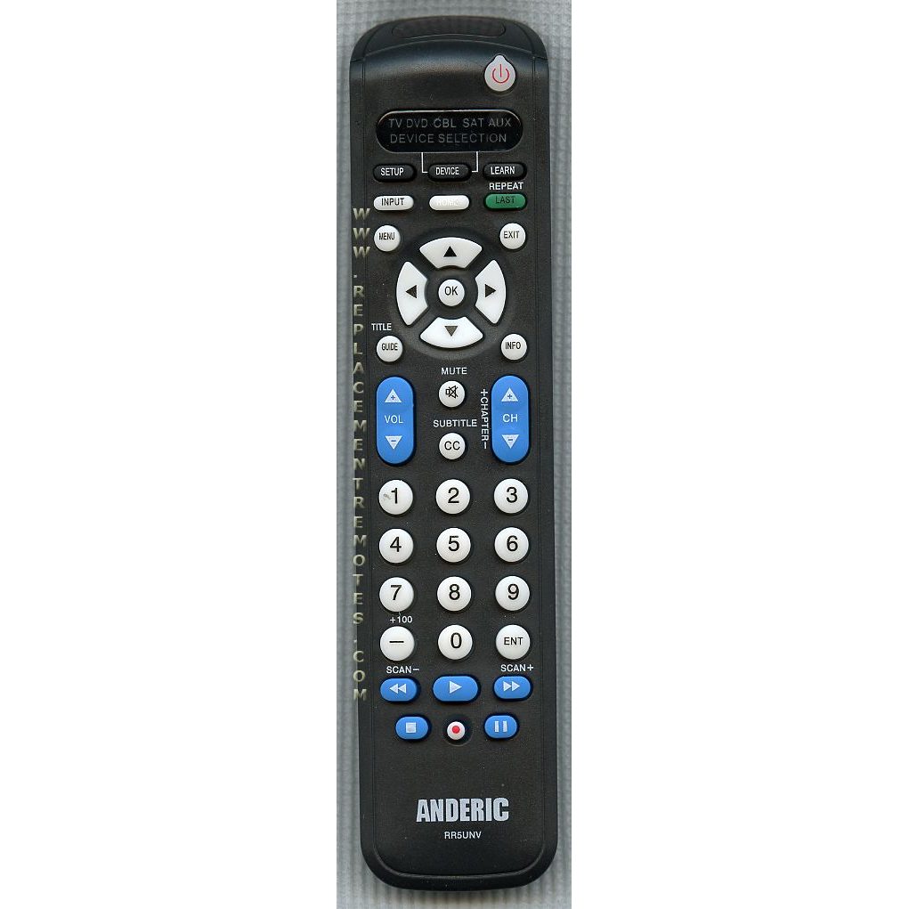 Anderic RR5UNV 5-Device Universal Remote Control