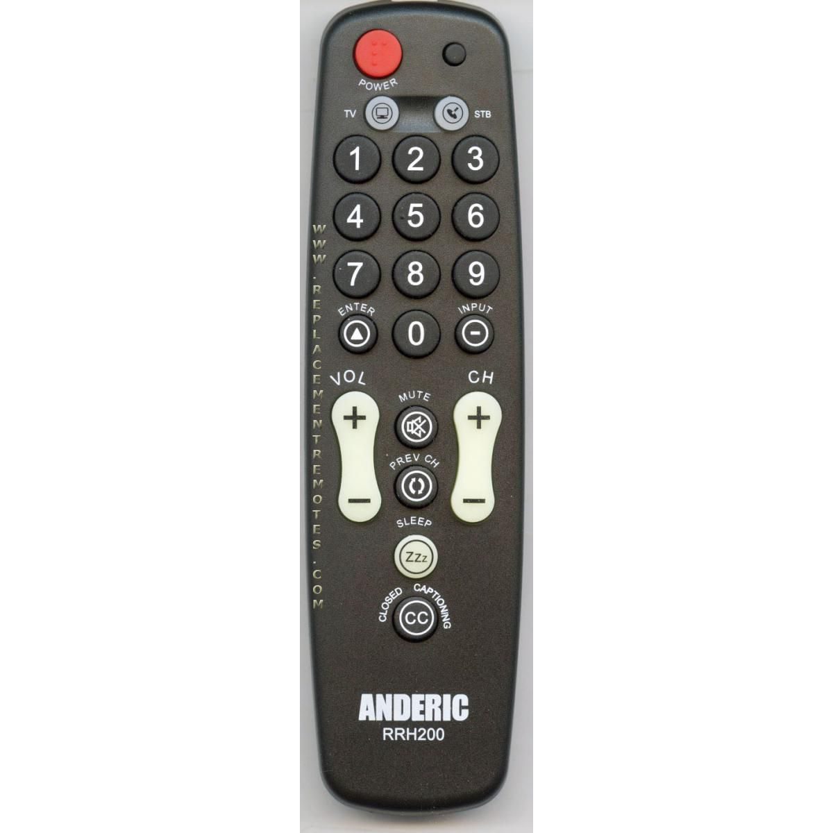 Anderic RRH200 Hospitality 2-Device Universal Remote Control