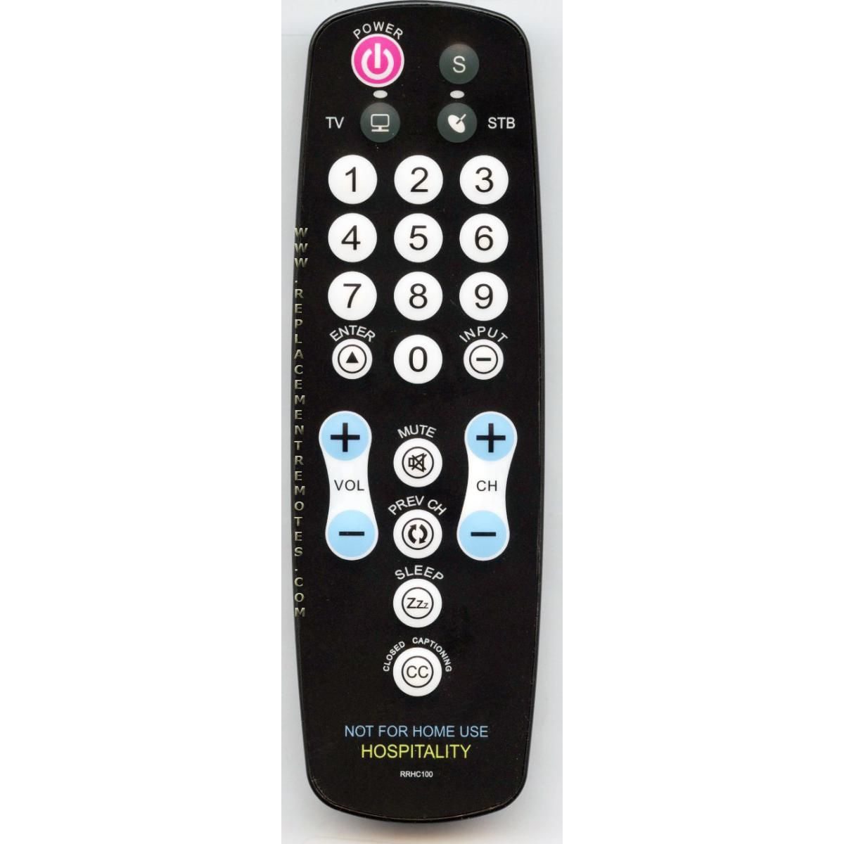 Anderic RRHC200 for TV/Cable Easy Wipe Hospitality 2-Device Universal Remote Control