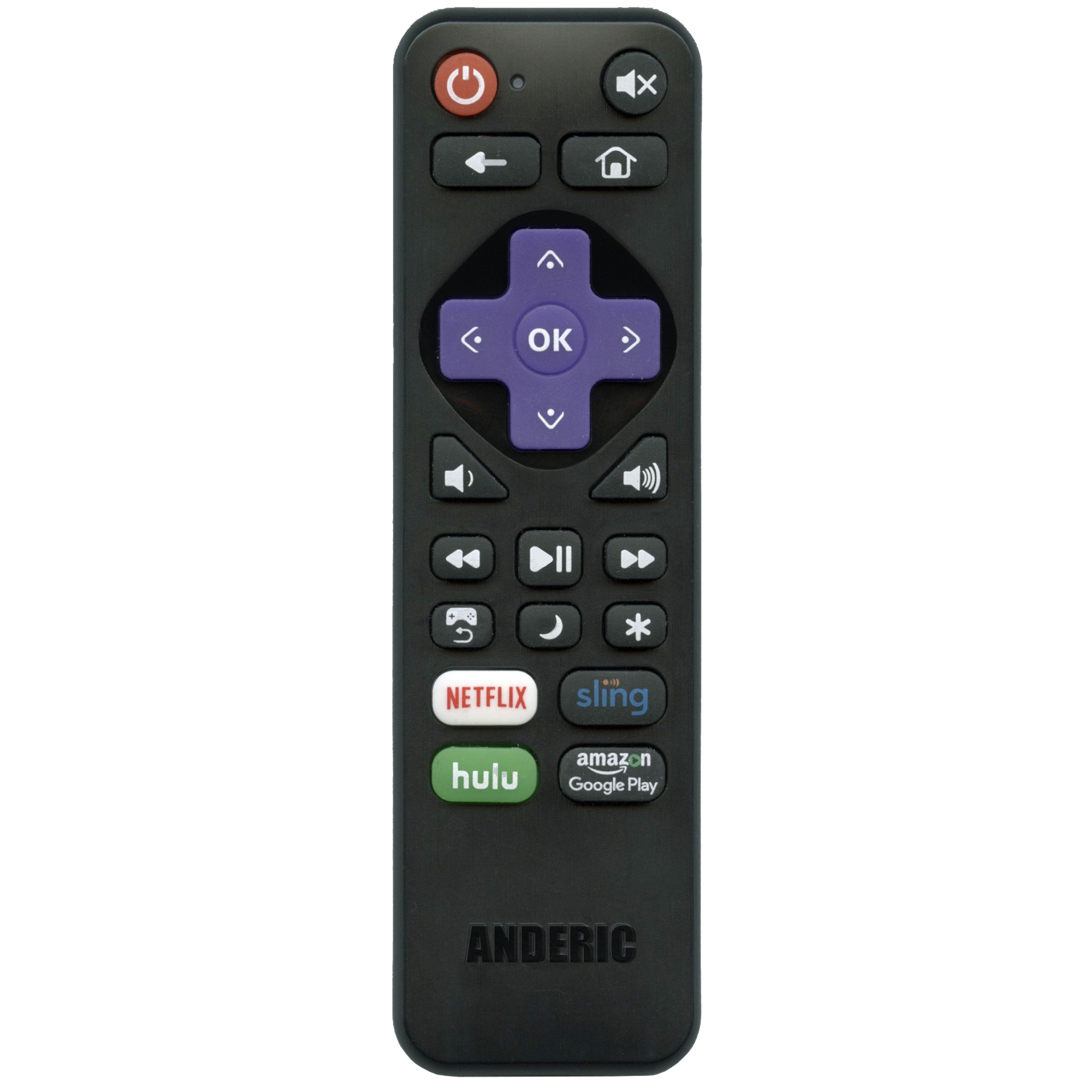 Anderic RRST01.2 for Roku Streaming Players and TVs with Netflix/Sling/Hulu/Amazon 1-Device Universal Remote Control