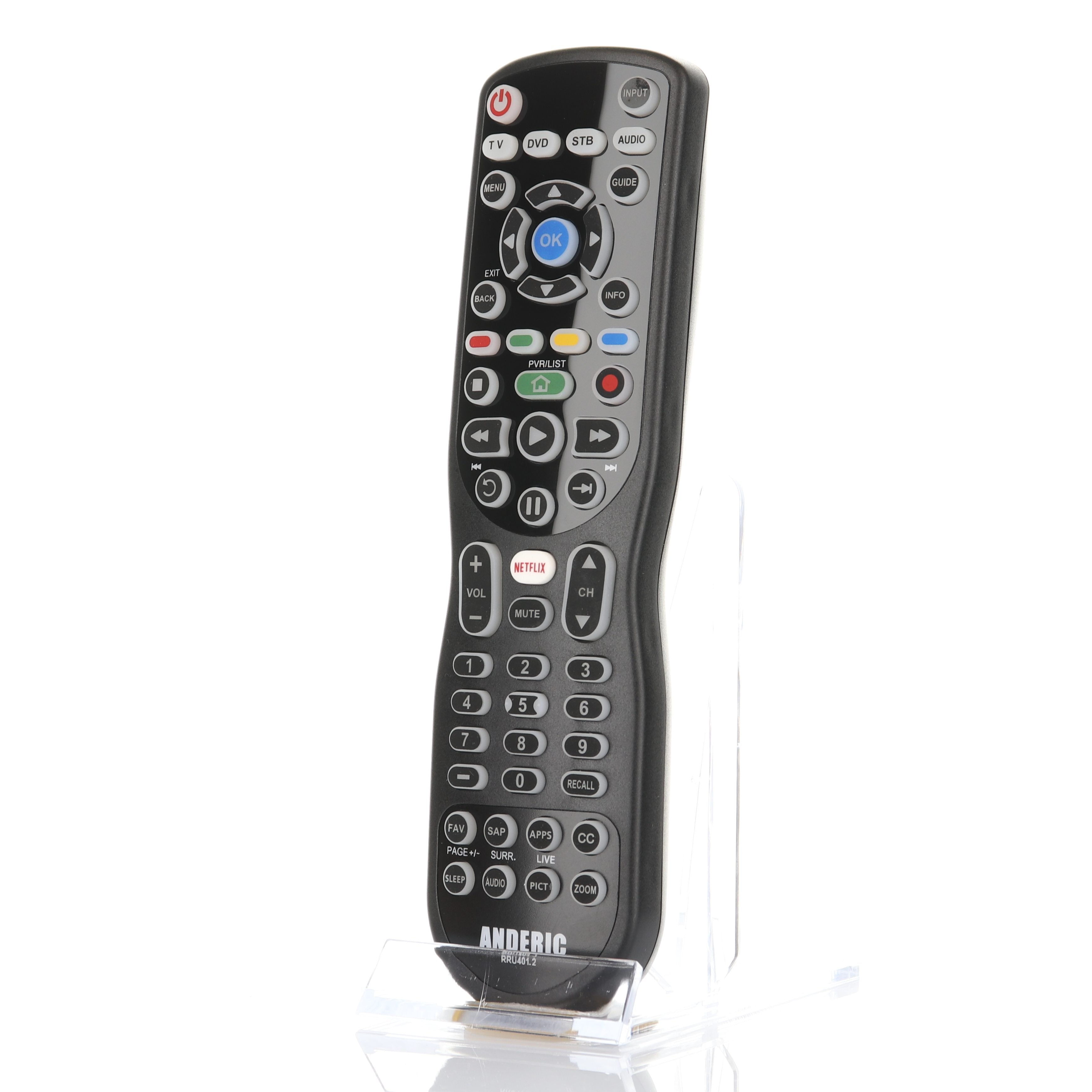 Anderic RRU401.2 Advanced Backlit with Learning 4-Device Universal Remote Control