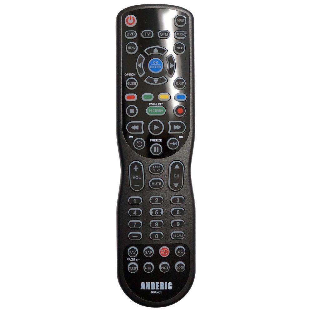 Anderic RRU401 with Backlight and Learning 4-Device Universal Remote Control