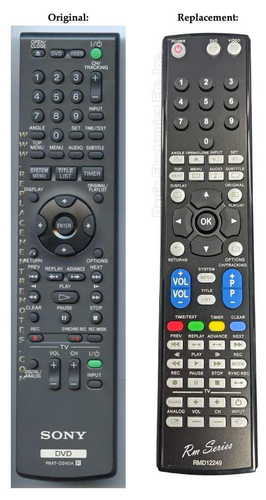 Anderic RMTD240A for Sony DVD/VCR Remote Control - RMC12249