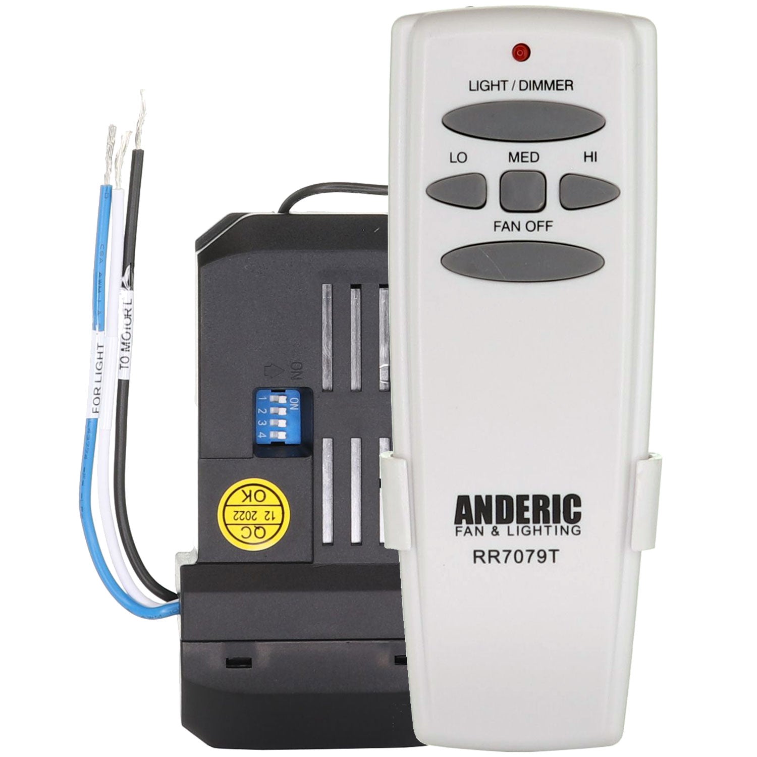 Anderic RR7079TKIT Dimmable Universal 3 Speed with Receiver Ceiling Fan Remote Control Kit