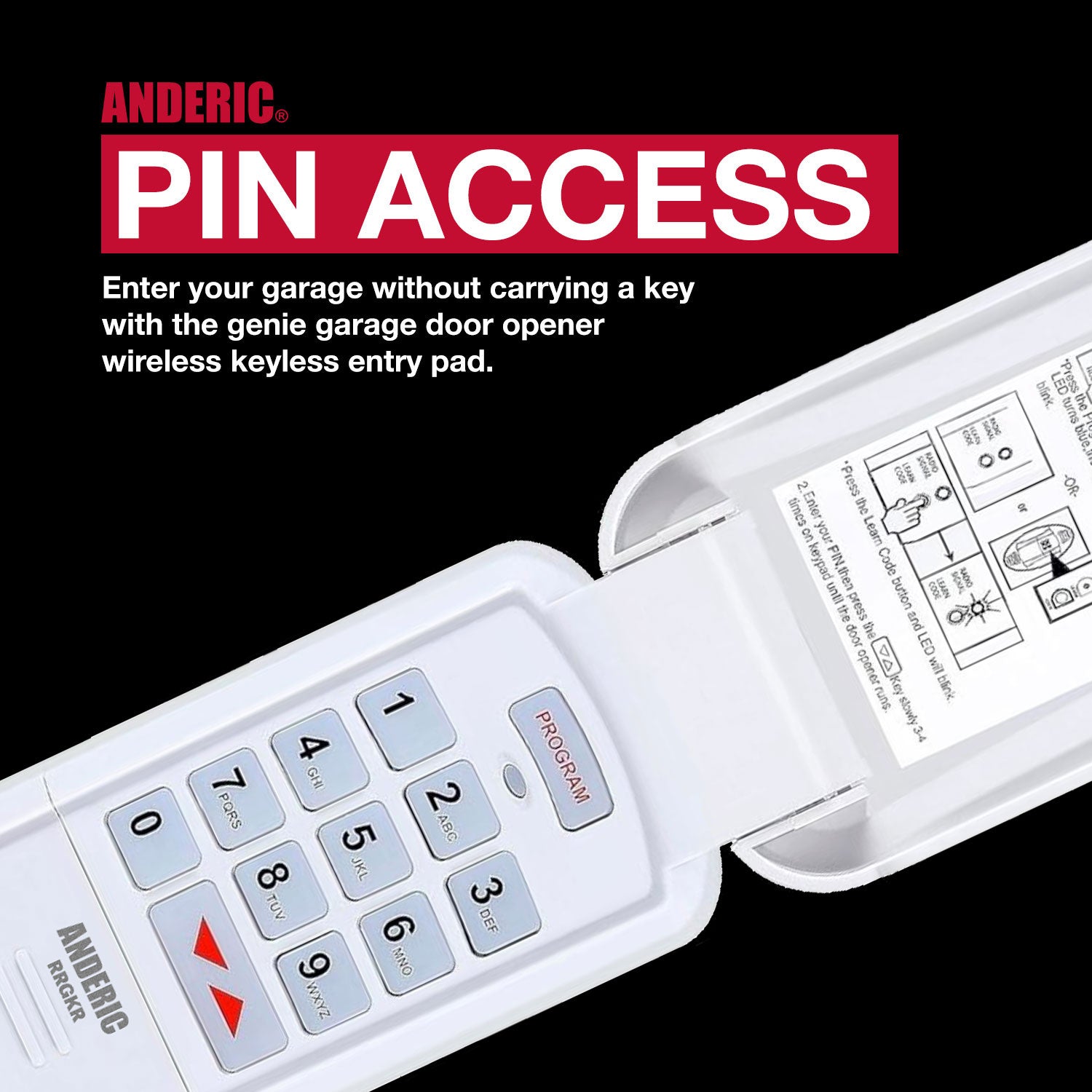 Anderic GK-R Keypad Compatible with Genie Intellicode Garage Door Opener Remote Control