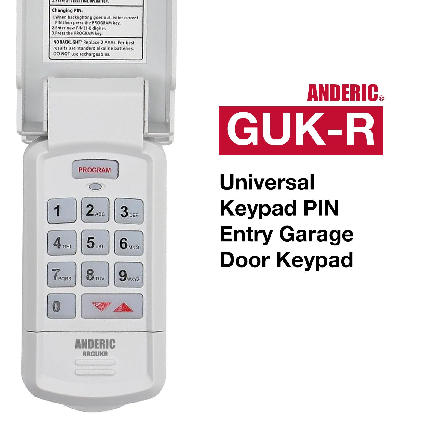 Anderic GUK-R Universal Keypad Compatible with LiftMaster Chamberlain Genie Craftsman and More Garage Door Opener Remote Control