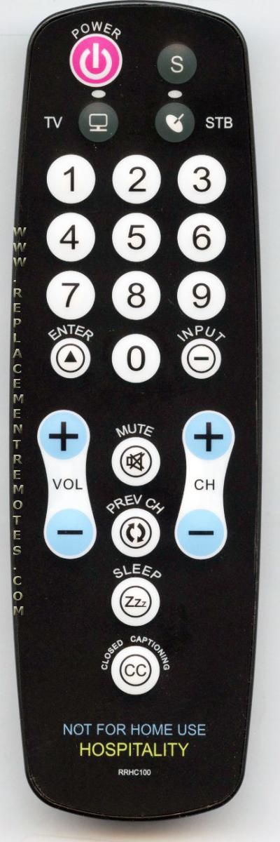 Anderic RRHC200 for TV/Cable Easy Wipe Hospitality 2-Device Universal Remote Control