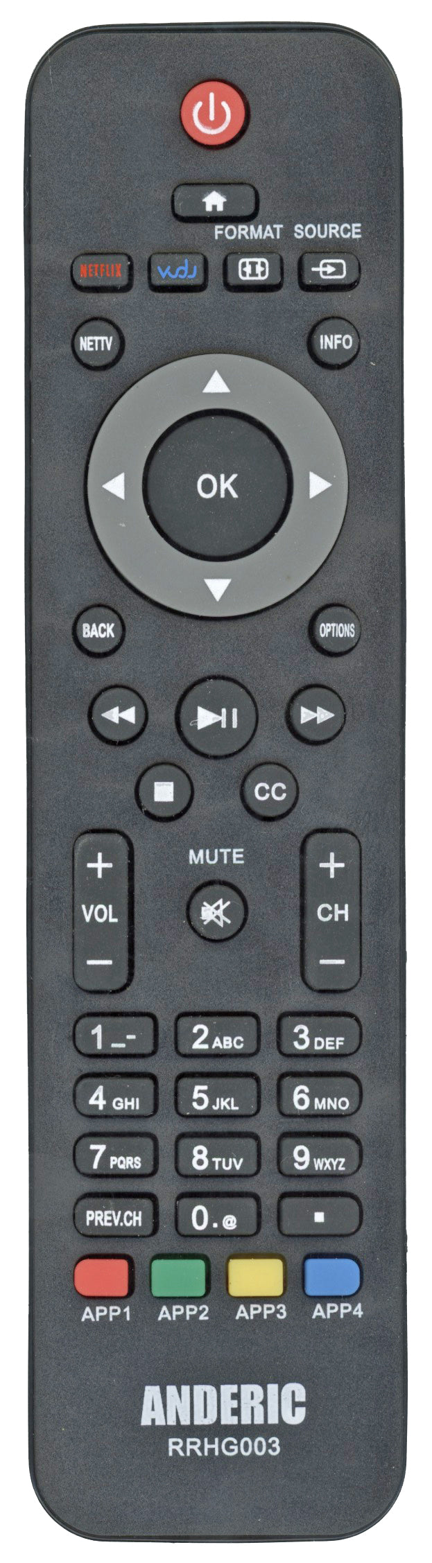 Anderic URMT36JHG003 for 2011 - 2012 SMART Philips TV Remote Control