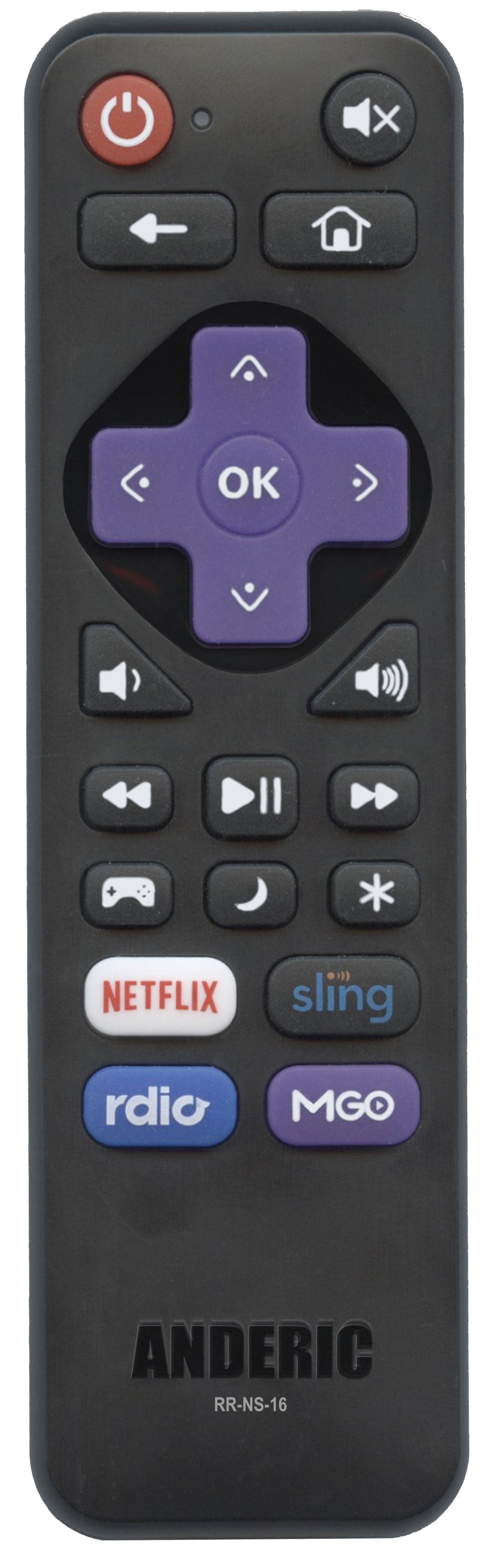 Anderic RRNS16 for 2015/2016 Insignia/Element Roku Enhanced TV Remote Control