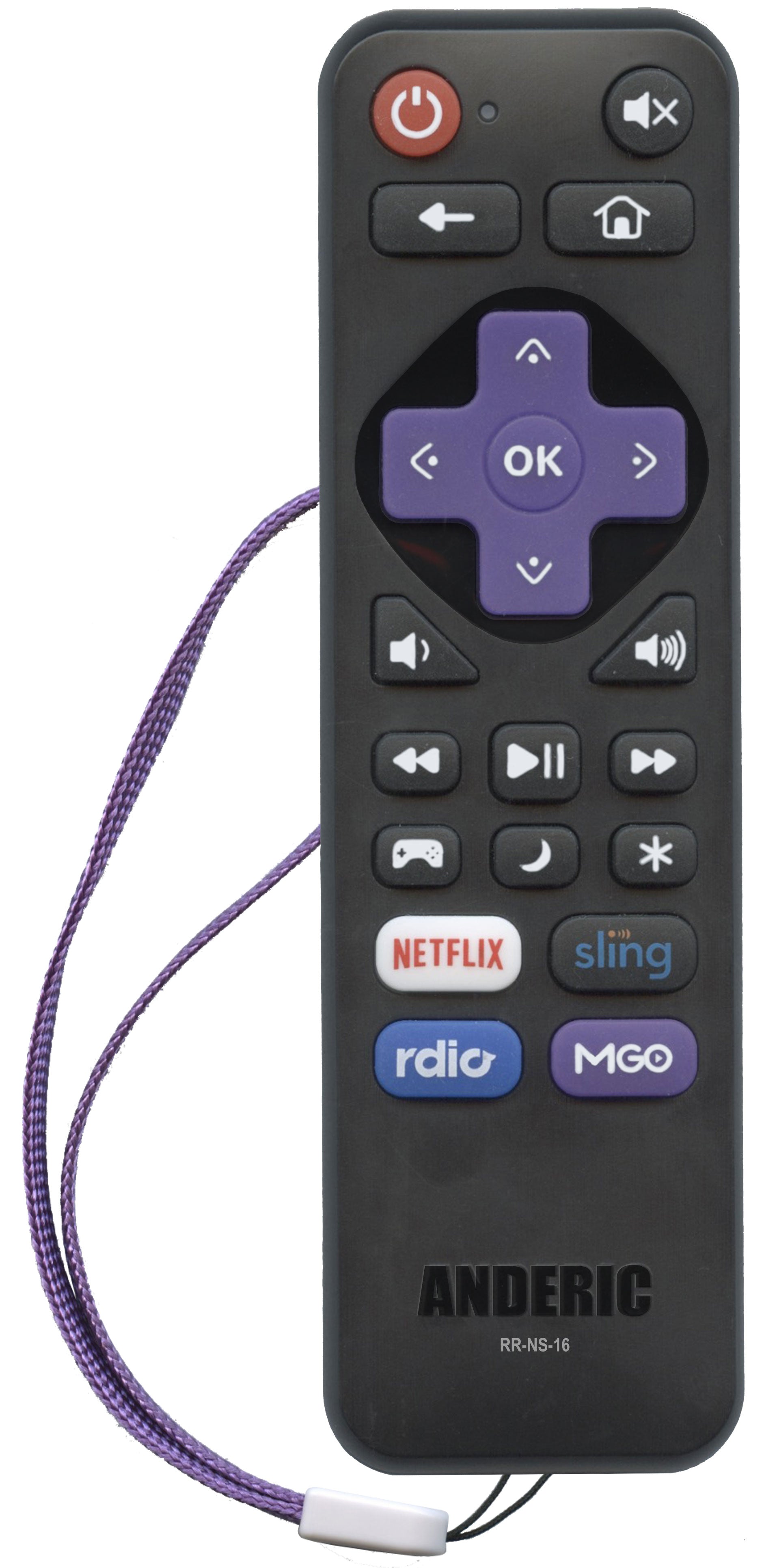 Anderic RRNS16 for 2015/2016 Insignia/Element Roku Enhanced TV Remote Control