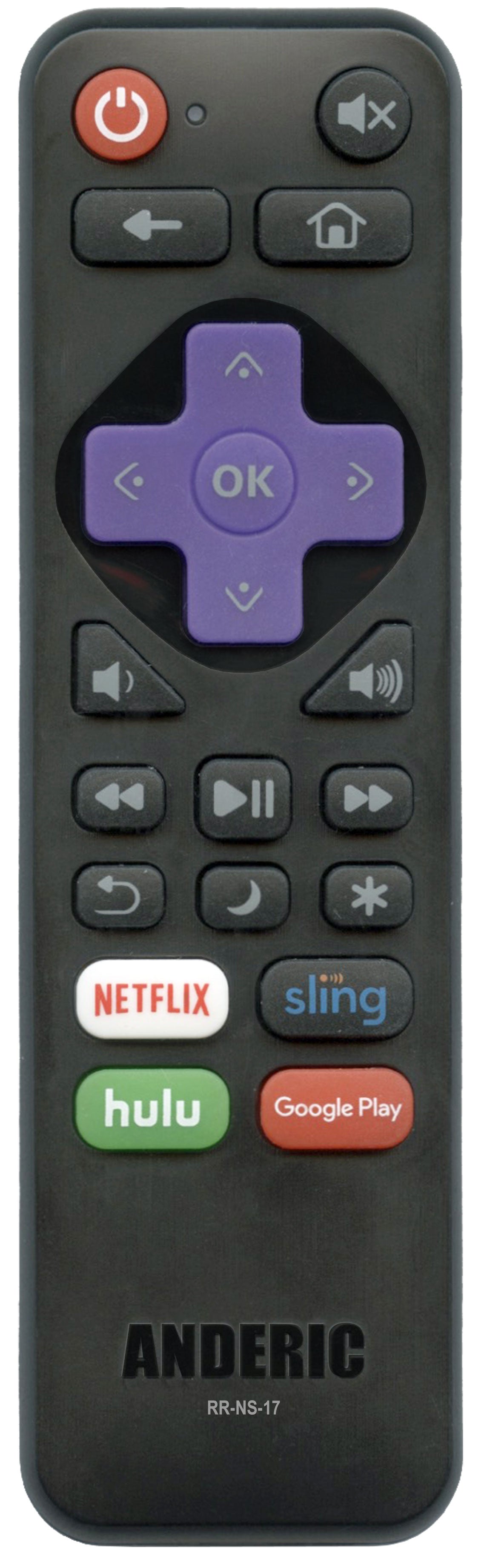 Anderic RRNS17 for Insignia Roku Enhanced TV Remote Control