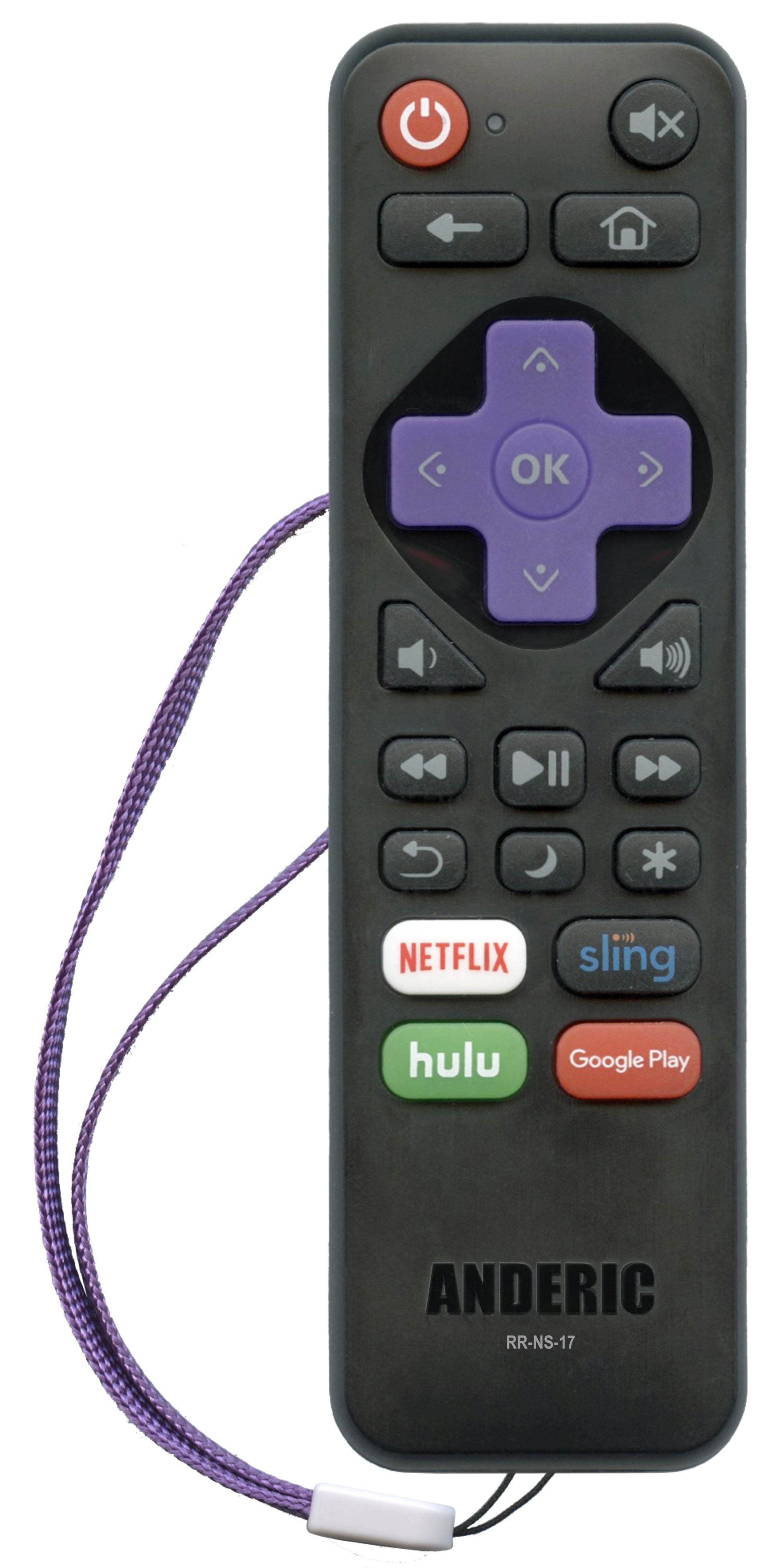 Anderic RRNS17 for Insignia Roku Enhanced TV Remote Control