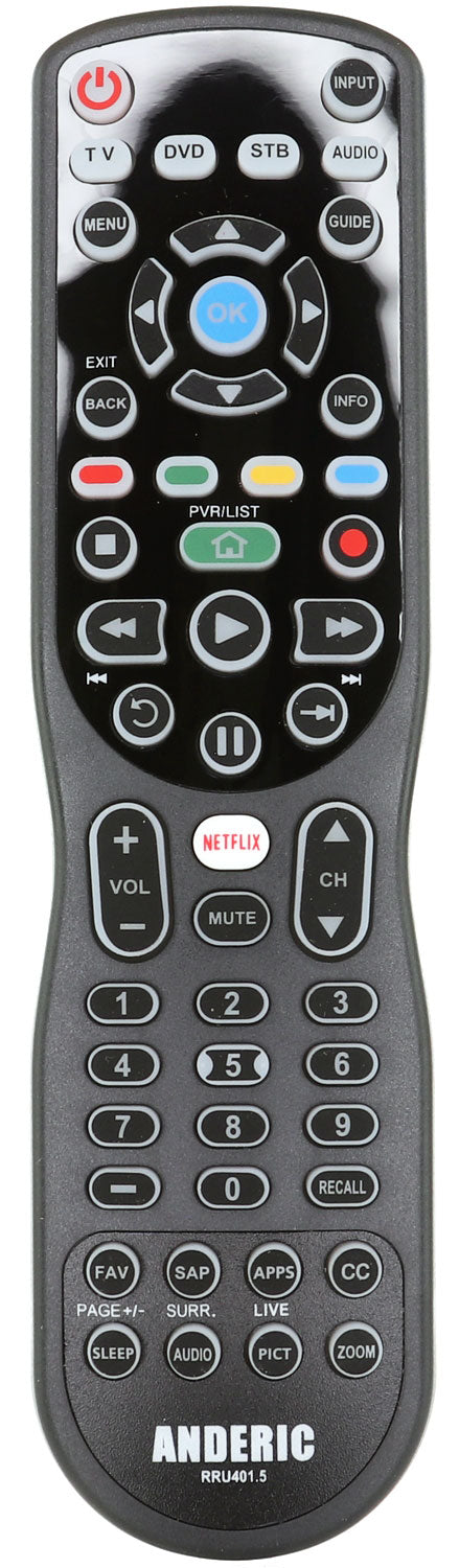 Anderic RRU401.6 with Macro and Learning 4-Device Universal Remote Control