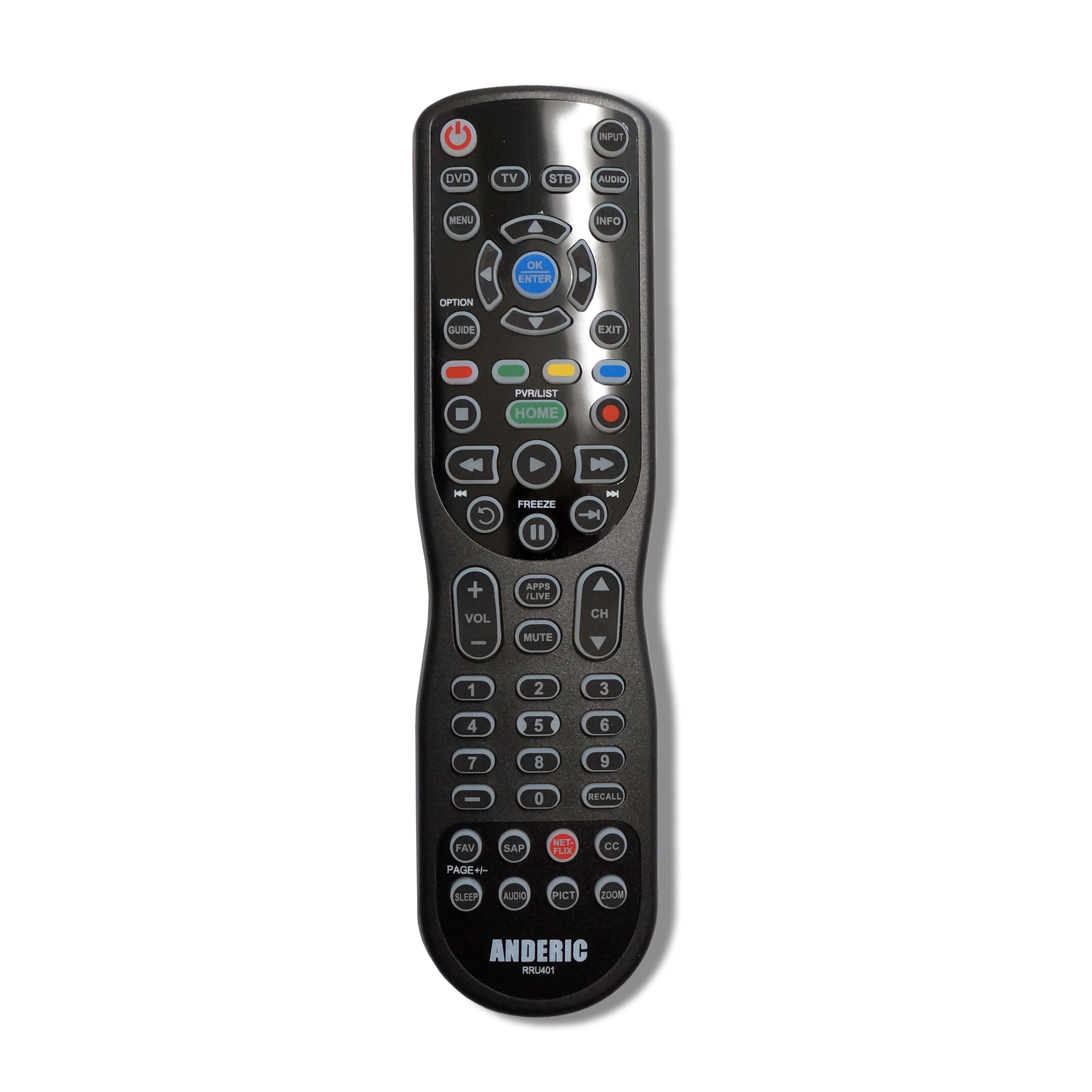 Anderic RRU401 with Backlight and Learning 4-Device Universal Remote Control