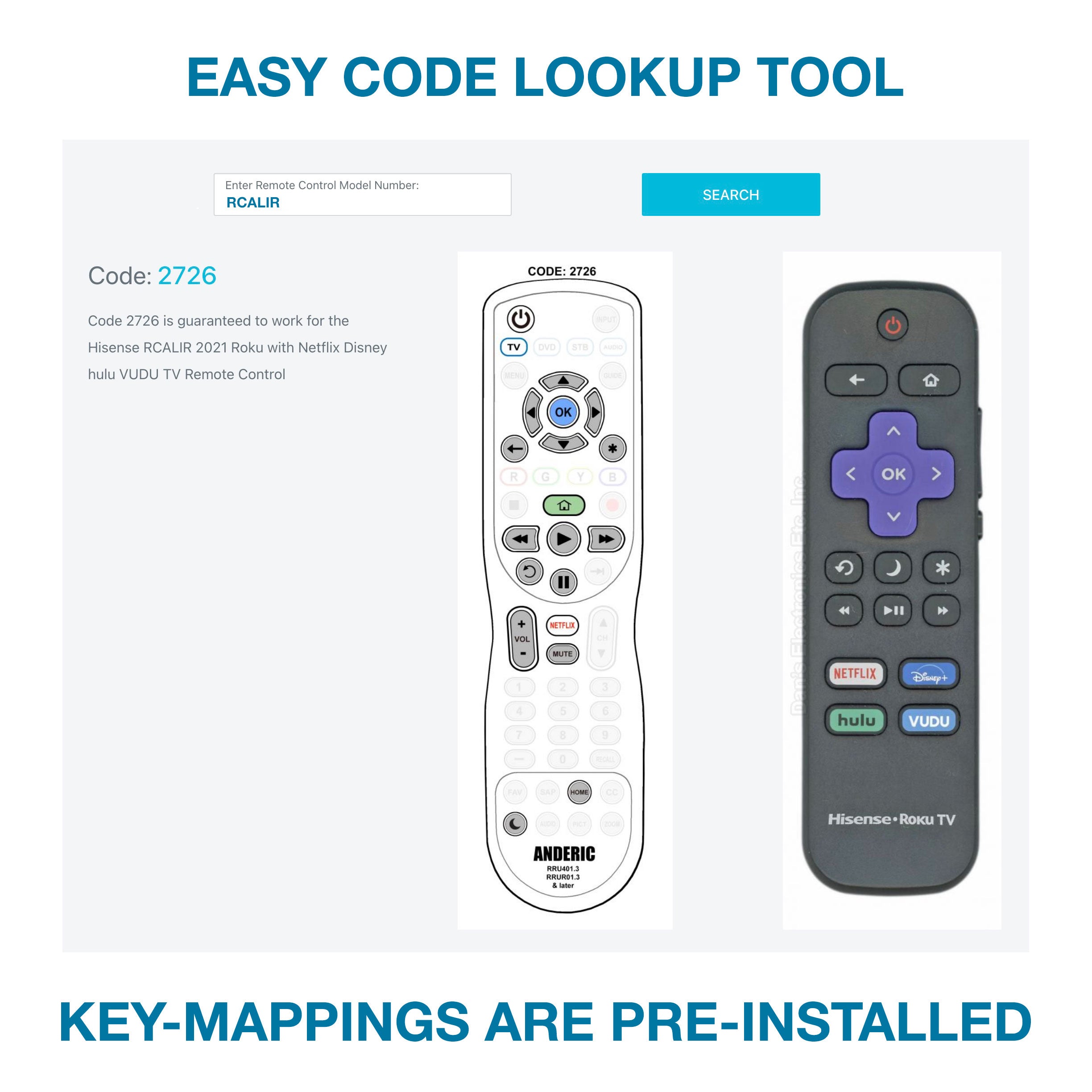 Anderic RRU401 with Backlight and Learning 4-Device Universal Remote Control