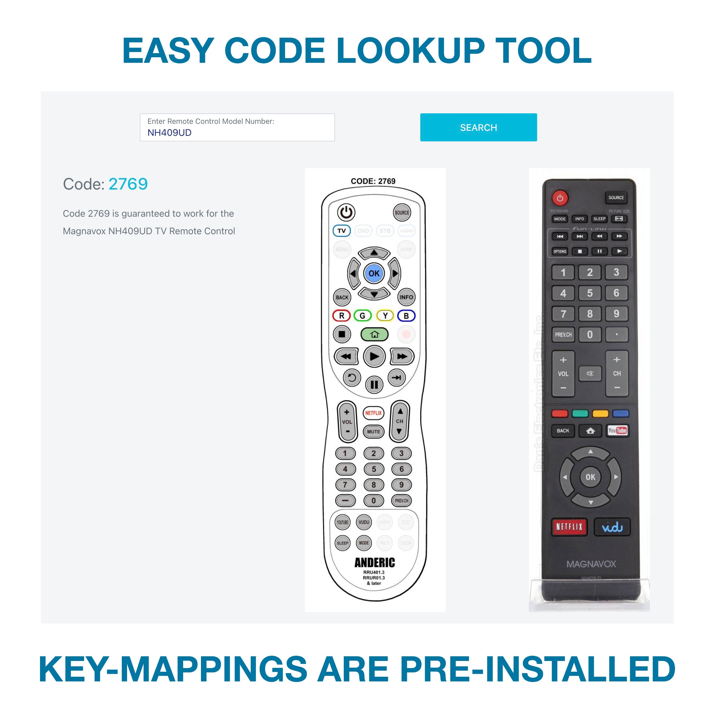 Anderic RRU401 with Backlight and Learning 4-Device Universal Remote Control