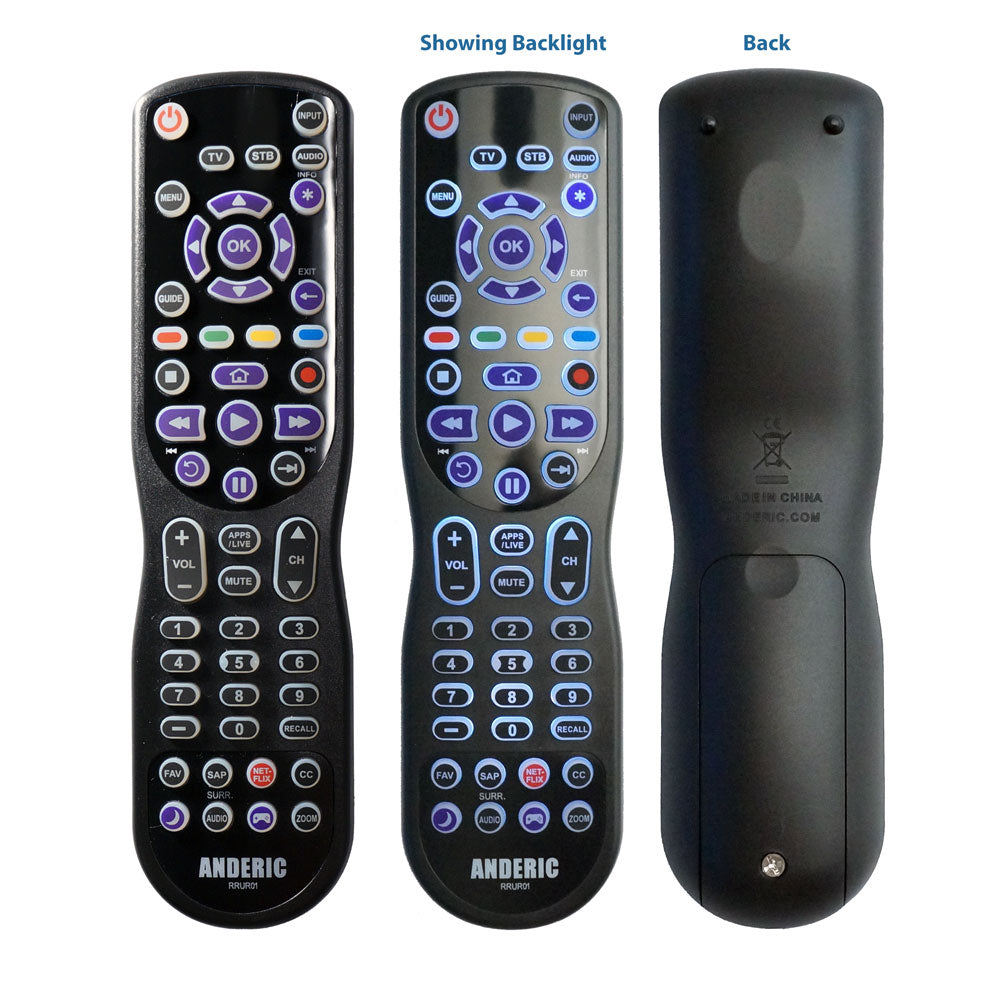 Anderic RRUR01 Designed for Roku with Backlight & Learning 3-Device Universal Remote Control