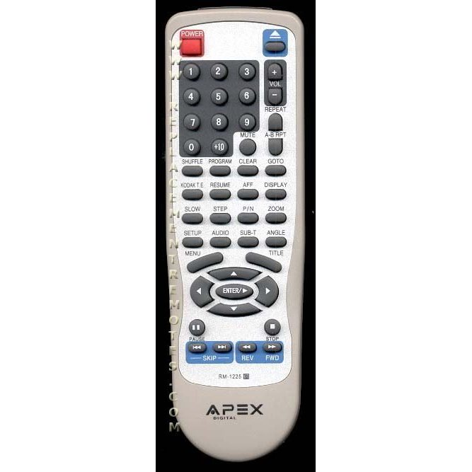 Apex AD1225RM DVD Remote Control