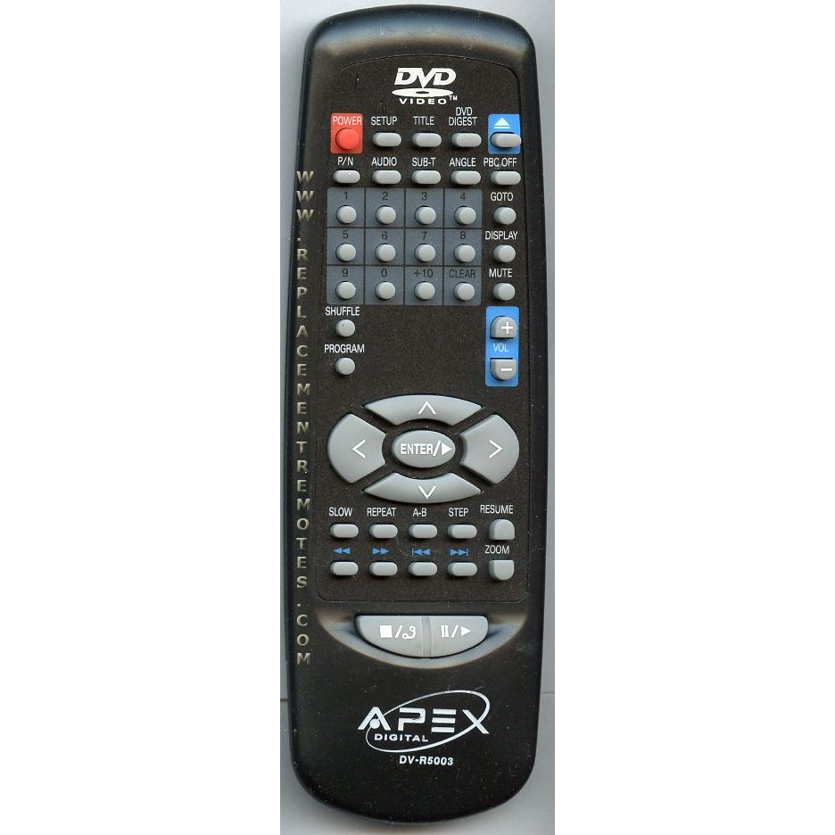 Apex DVR5003 DVD Remote Control