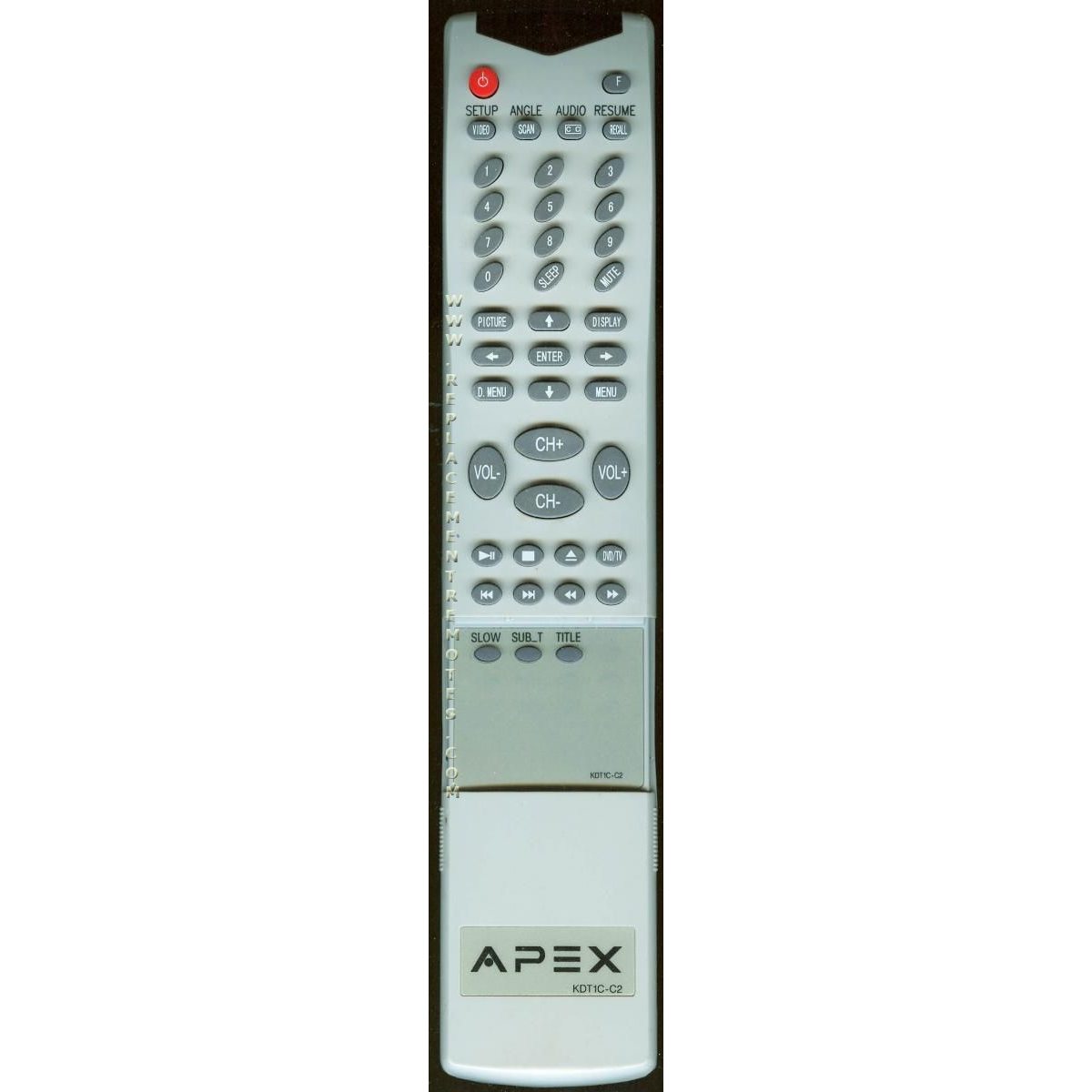 Apex KDT1CC2 TV/DVD Remote Control