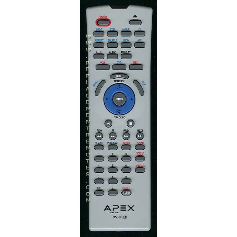 Apex RM3800 DVD/VCR Remote Control