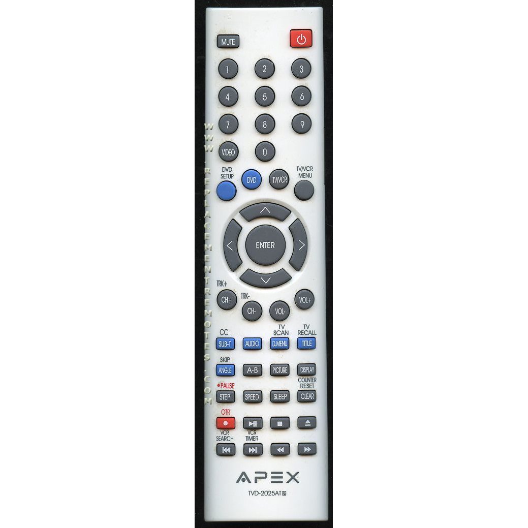 Apex TVD2025AT TV/VCR/DVD Remote Control