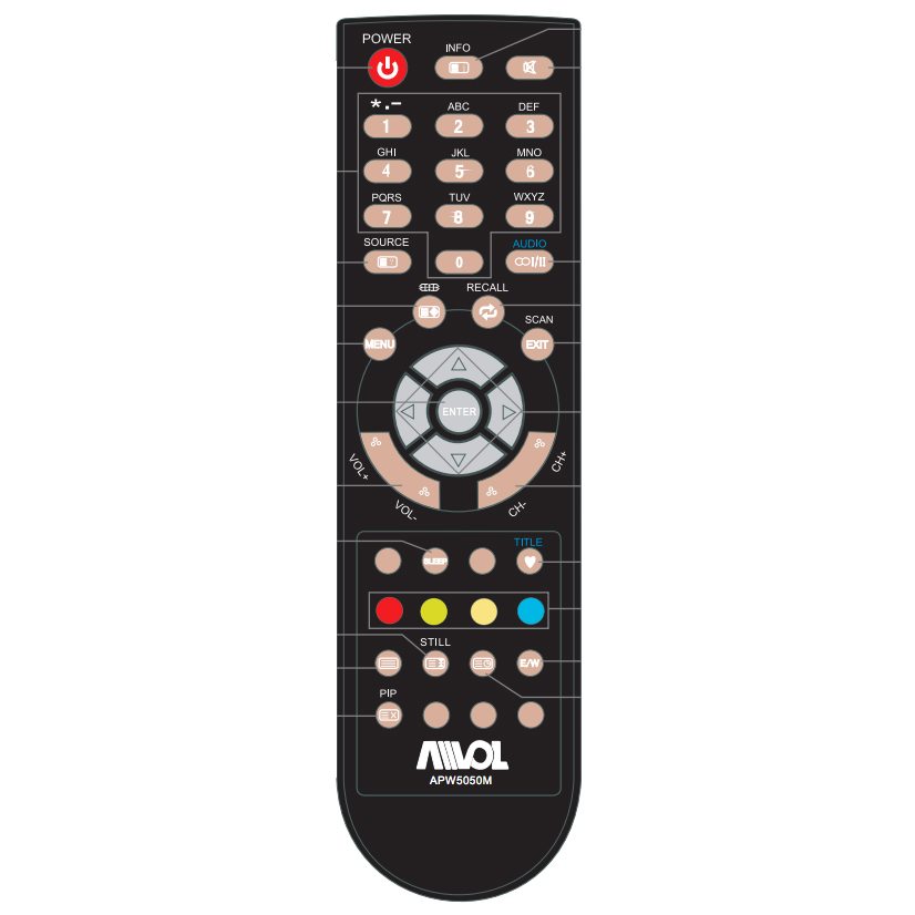 Avol APW5050Mrem TV Remote Control