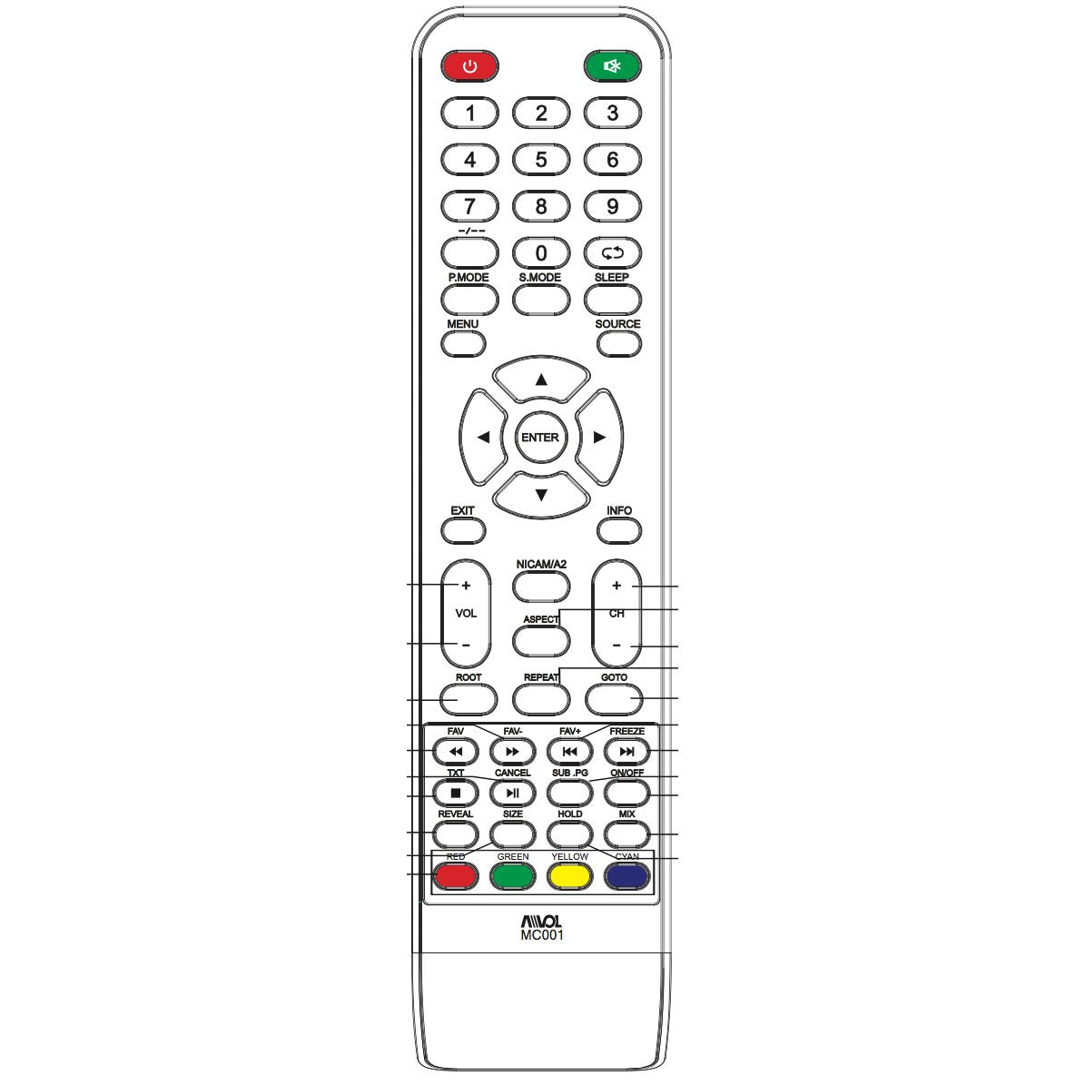 Avol MC001 TV Remote Control