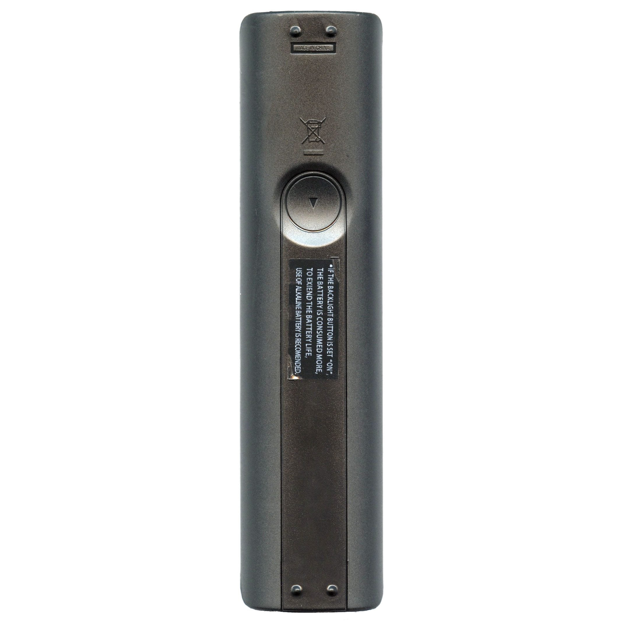 A sleek, black Anderic BN5901199F remote control for Samsung TVs, featuring a rectangular shape with a single button and a visible product label on the back.