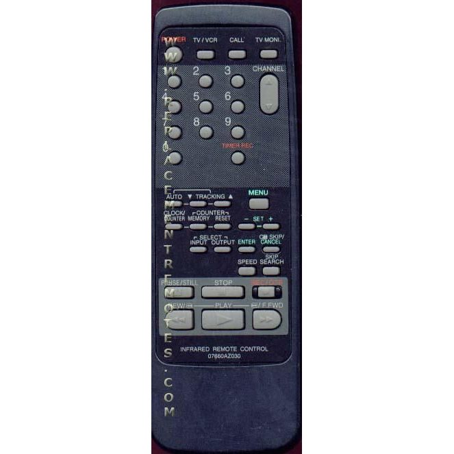 Broksonic 07660AZ030 VCR Remote Control