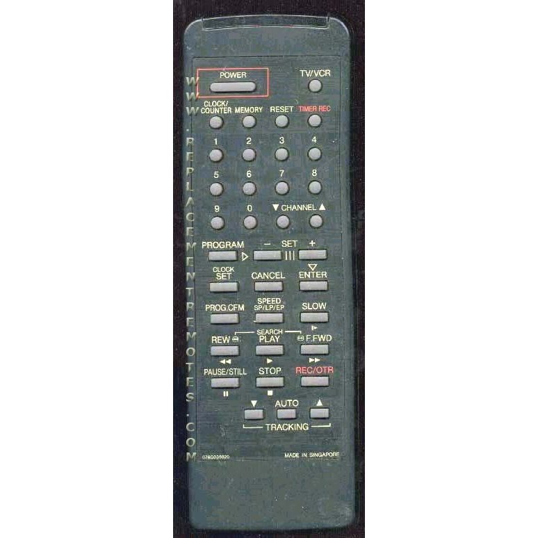 Broksonic 076G035020 VCR Remote Control