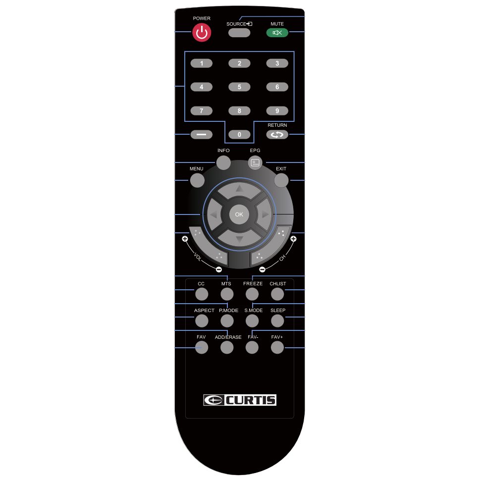 Curtis LED1960A TV Remote Control