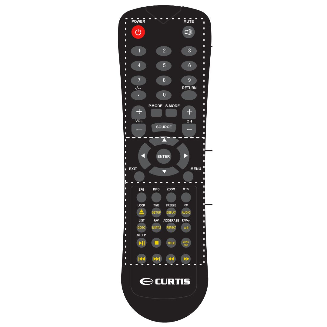 Curtis LEDVD2488ACREM TV/DVD Remote Control