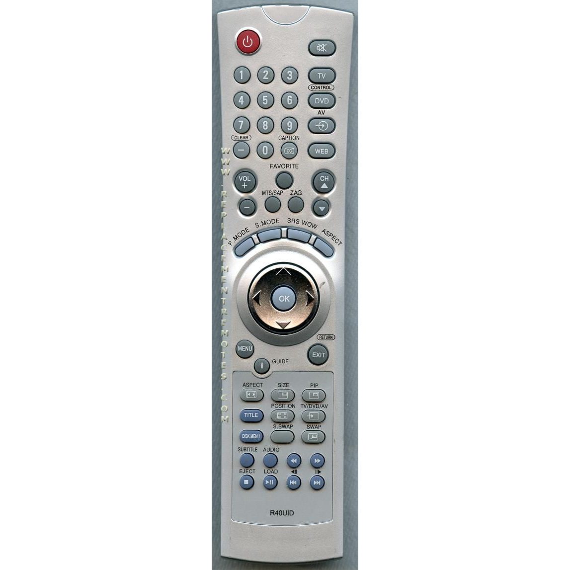 Daewoo R40UID DVD Remote Control