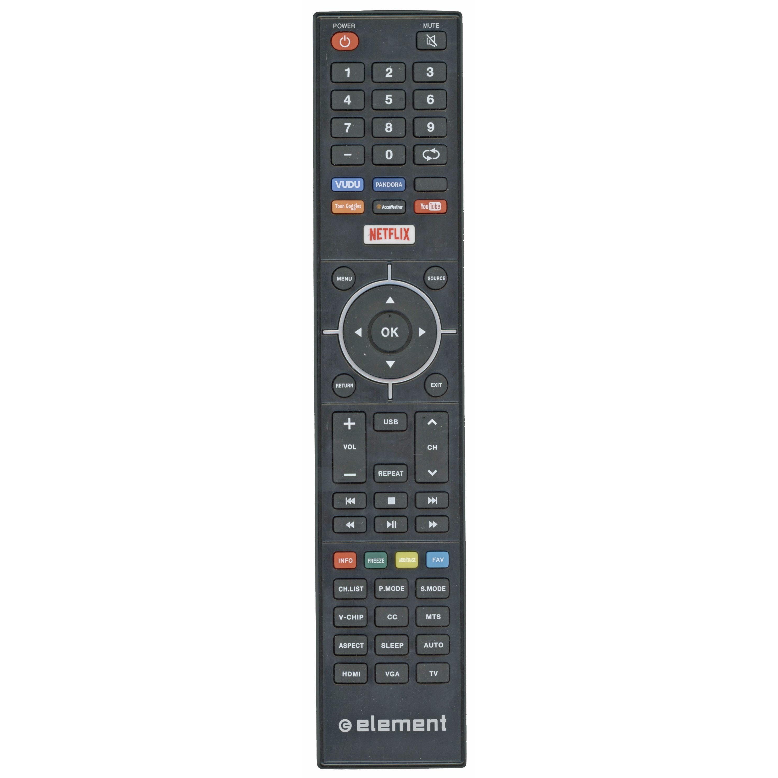 Element 845-058-03B03 TV Remote Control - Vudu, Pandora, Toon Goggles, Accuweather, YouTube, Netflix - 84505803B03