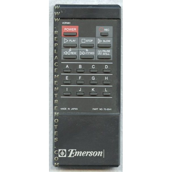 Emerson 702041 VCR Remote Control