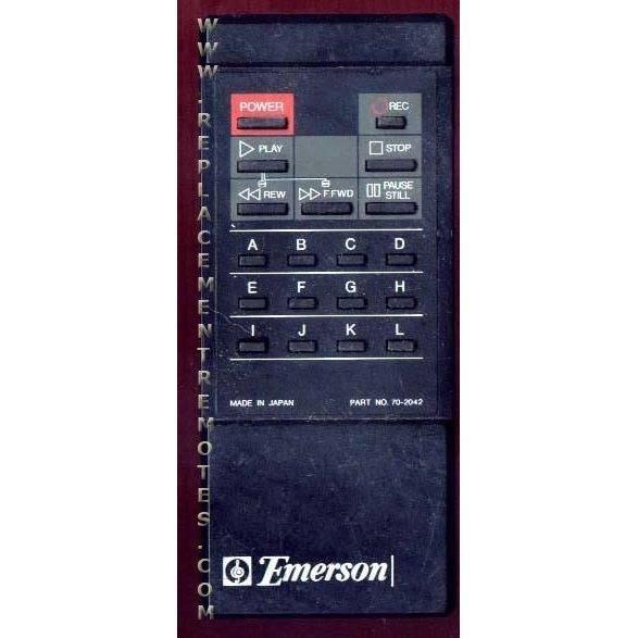 Emerson 702042 VCR Remote Control