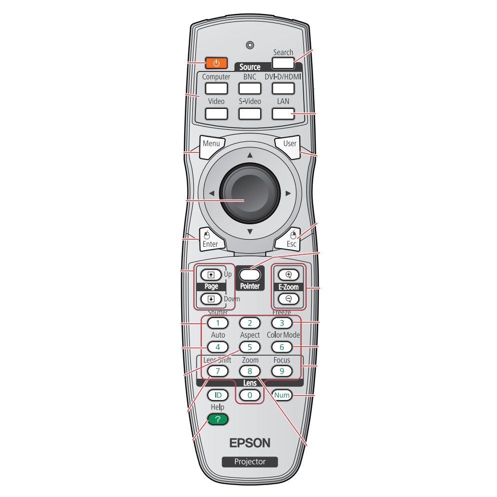 Epson RCPLP Projector Remote Control