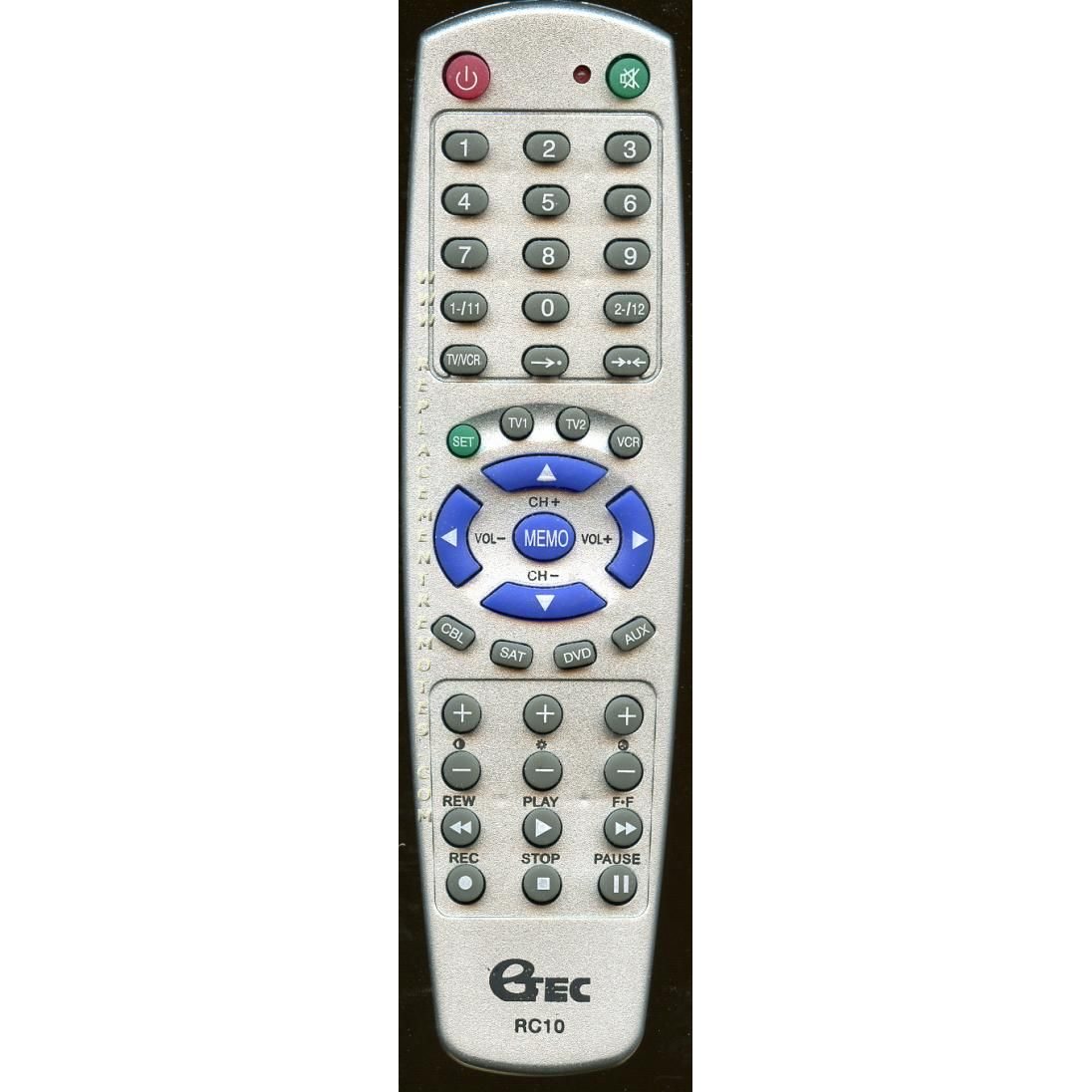 Etec RC10 TV/VCR Remote Control