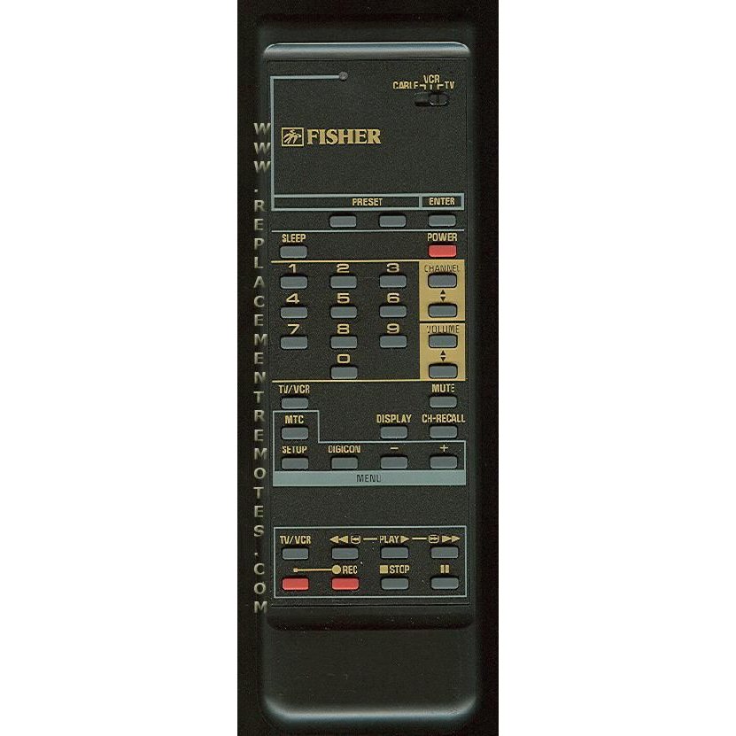 Fisher 6102378399 VCR Remote Control