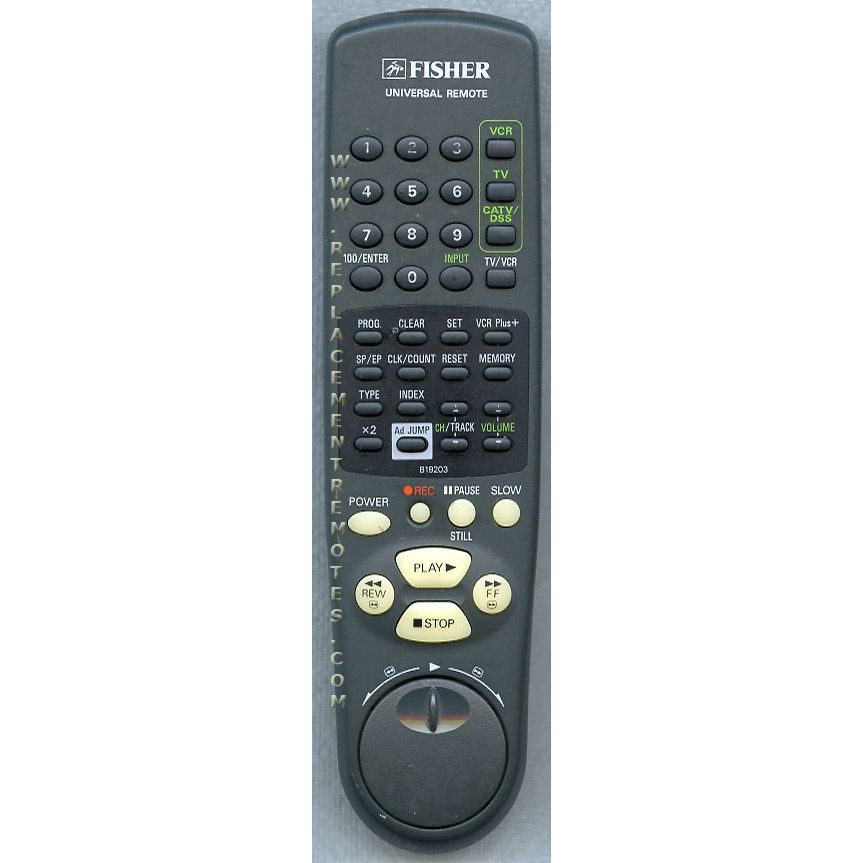 Fisher B19203 VCR Remote Control