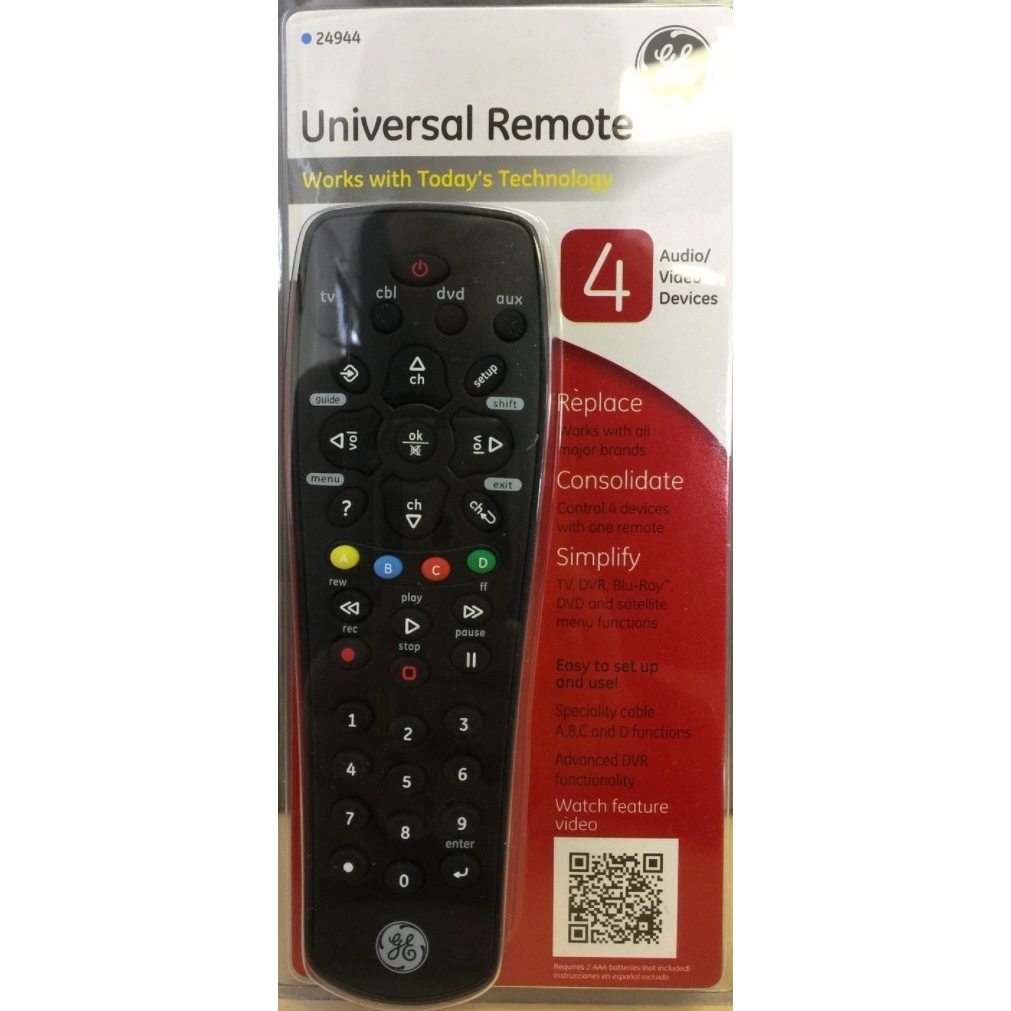 GE General Electric 24944 4-Device Universal Remote Control