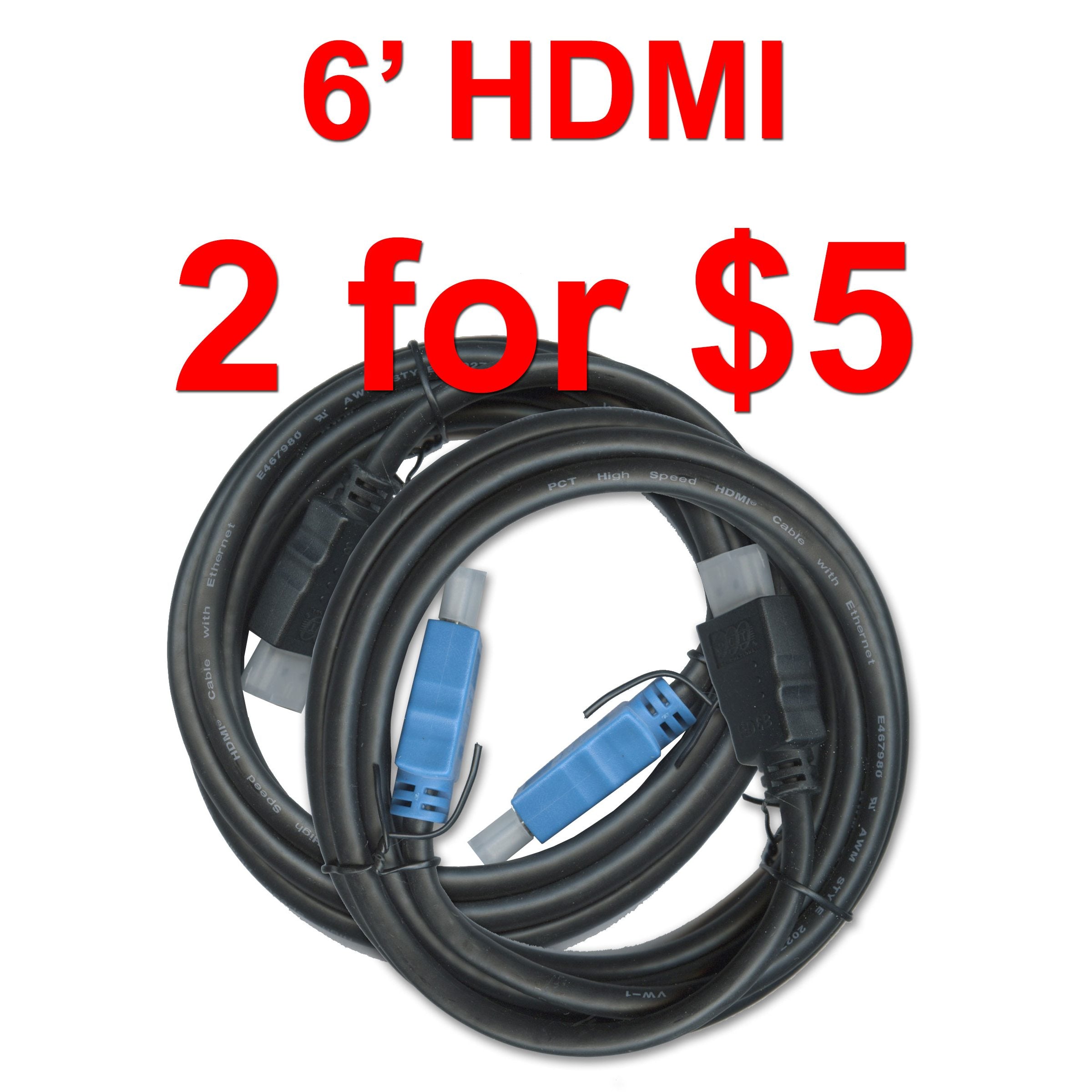 Generic 2 pack 6 foot 1.4 3D capable HDMI Cable