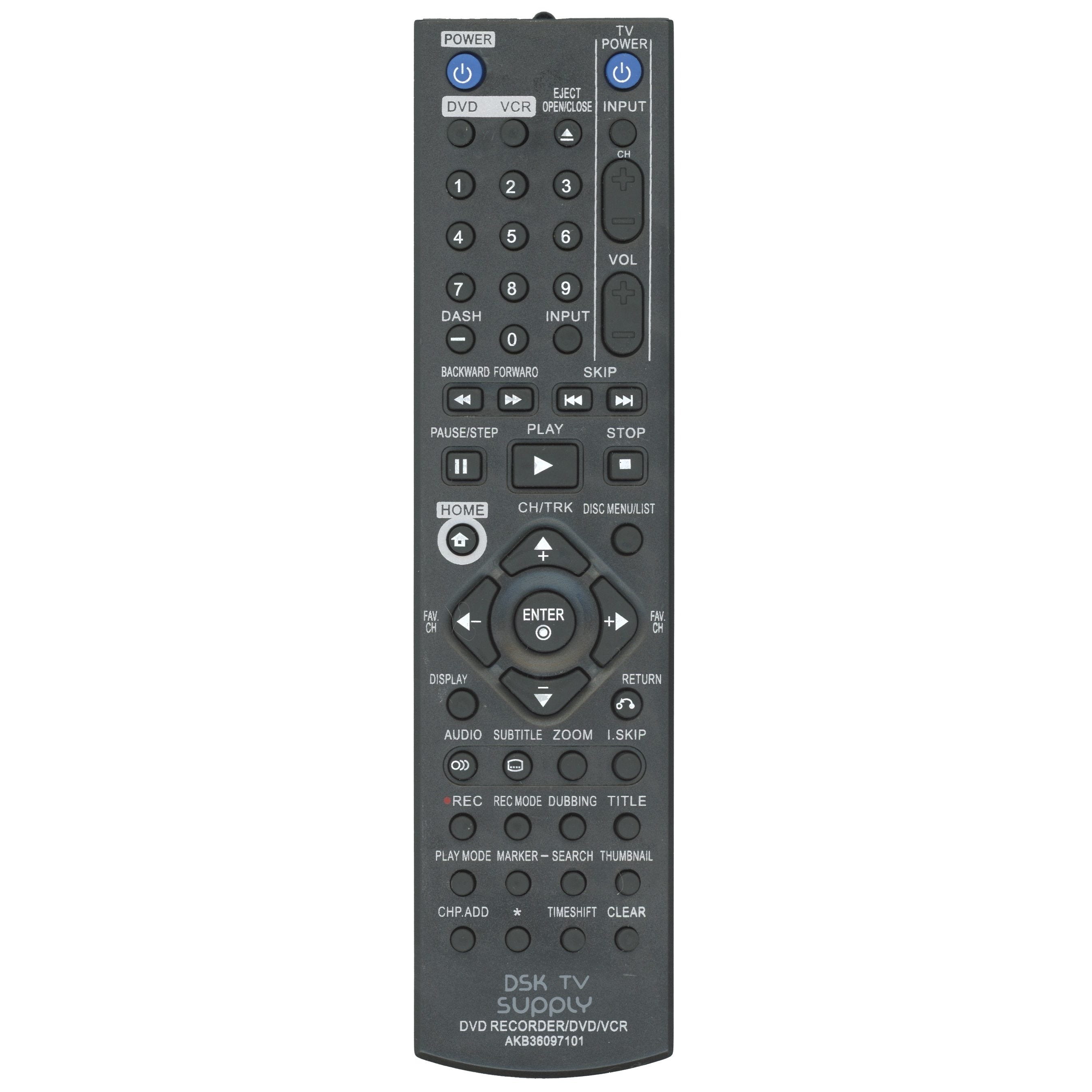 Generic AKB36097101 for LG DVD/VCR Remote Control