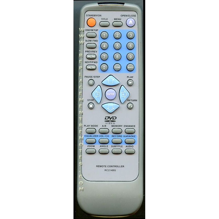 Generic RC214BG DVD Remote Control